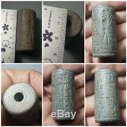 Ancient neareastern Mesopotamia rare stone inscription cylinderseal bead