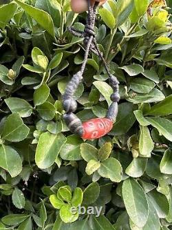 Ancient very Rare red color powerfull Tibetan Agate 18 Eyes Dzi Bead Bracelet