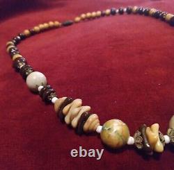 Antique C1700/1800s Tribal Necklace Handmade Silver Beads w Huge Patina RARE 16