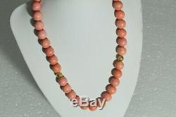 Antique Genuine Coral Hand Carved Organic Rare Round Authentic Necklace Beads
