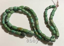 Antique Hubei turquoise Barrel beads Rare Collectibles 2 Strands
