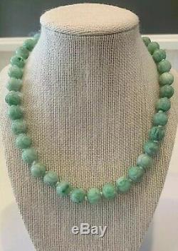 Antique Jade Carved Dragon Bead Chinese Necklace Estate Lot RARE