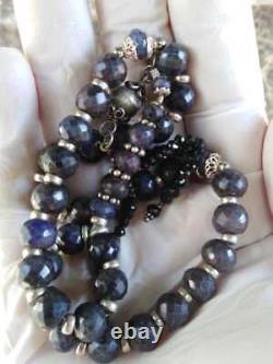 Antique Natural Star Sapphire prayer Beads Purple RARE COLOR