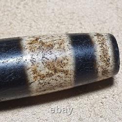 Antique Old Tibetan 3 Lines Agate stone Dzi Bead Amulet 58.9mm Rare finds