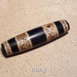 Antique Old Tibetan 3 Lines Agate stone Dzi Bead Amulet 58.9mm Rare finds