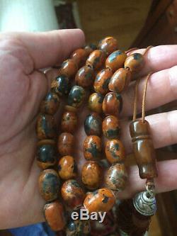 Antique One Stone Rare Natural Amber Islamic Prayer Beads Kahraman Komboloi