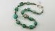 Antique Rare Tibetan Turquoise Stone & Repousse Silver Bead Necklace