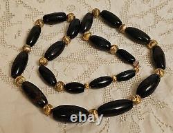 Antique Scottish Natural Bloodstone Agate Jasper Gemstone Bead Necklace RARE