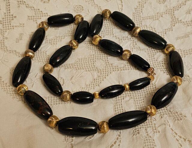 Antique Scottish Natural Bloodstone Agate Jasper Gemstone Bead Necklace Rare