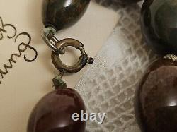 Antique Scottish Natural Bloodstone Agate Jasper Gemstone Bead Necklace RARE