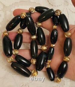 Antique Scottish Natural Bloodstone Agate Jasper Gemstone Bead Necklace RARE