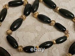 Antique Scottish Natural Bloodstone Agate Jasper Gemstone Bead Necklace RARE