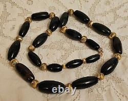 Antique Scottish Natural Bloodstone Agate Jasper Gemstone Bead Necklace RARE