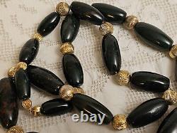 Antique Scottish Natural Bloodstone Agate Jasper Gemstone Bead Necklace RARE