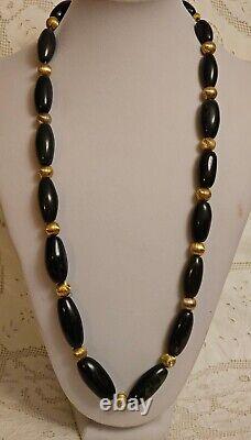 Antique Scottish Natural Bloodstone Agate Jasper Gemstone Bead Necklace RARE