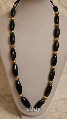 Antique Scottish Natural Bloodstone Agate Jasper Gemstone Bead Necklace RARE