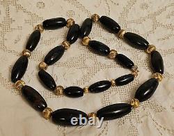 Antique Scottish Natural Bloodstone Agate Jasper Gemstone Bead Necklace RARE