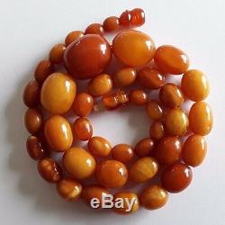 Antique Vintage 1920 c Rare Natural Baltic Amber Olive Beads Necklace