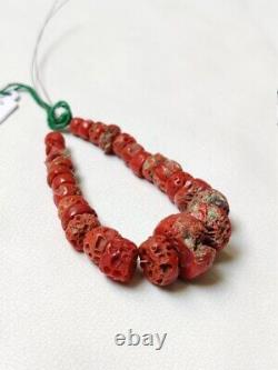 Antique Vintage Big Size Natural Red Coral Gemstone Beads Genuine Italian Rare