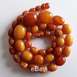 Antique Vintage Rare Baltic Amber 1920 c Olive Beads Necklace