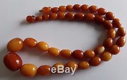 Antique Vintage Rare Baltic Amber Olive 1920c Beads Necklace