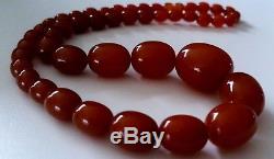 Antique Vintage Rare Baltic Amber Olive 1940s Old Beads Necklace