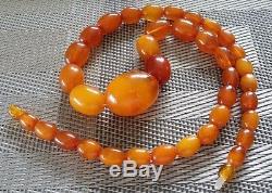 Antique Vintage Rare Baltic Amber Olive Beads Necklace