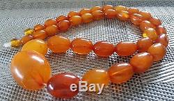 Antique Vintage Rare Baltic Amber Olive Beads Necklace