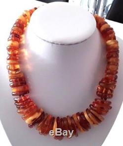 Antique Vintage Rare Natural Baltic Amber Beads Necklace 116 gr