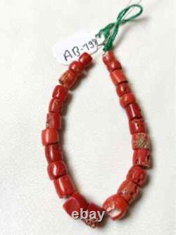 Antique Vintage Red Coral Beads Natural Coral Gemstone Rough Beaded Fashion Rare