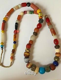 Antique strand of African trade beads and stones rare find