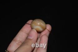 Authentic Ancient Rare Yellow Banded Agate Stone Bead over 2000 Years Old