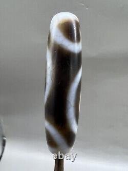 Authentic Himalayan Indo Tibet Phum Dze Agate Bead, rare Pattern 2 Eye Talisman