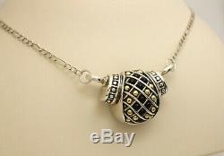 Authentic Rare Lagos Caviar 750 925 Onyx and Gold Bead Pendant Necklace