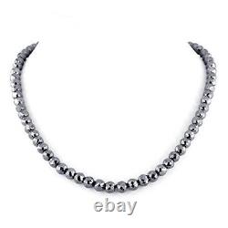 BLACK DIAMOND NECKLACE 28 inch 6 mm Certified AAA Elegant! Rare Earth Mined