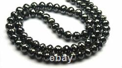BLACK DIAMOND NECKLACE 28 inch 6 mm Certified AAA Elegant! Rare Earth Mined