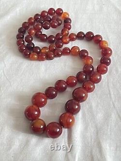 Bakelite Necklace VTG Beaded Tested Art Deco Beads Graduated Marbleized Rare
