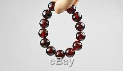 Baltic Amber Bracelet Unique Dark Rare Cherry Beads Luxury Jewellery Elegant