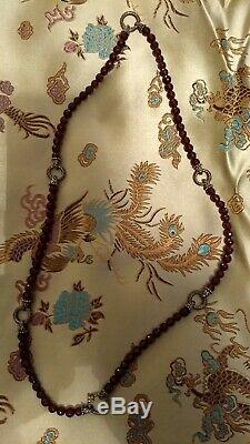 Barbara Bixby Garnet Bead Necklace with. 925 Sterling Silver & 18K Gold 24RARE