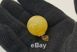 Bead Pendant Stone Amber Natural Baltic White Vintage Rare Sea 12,8g Old A-812