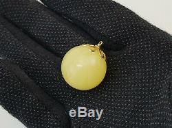 Bead Pendant Stone Amber Natural Baltic White Vintage Sea 9,1g Rare Old A-590