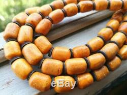 Beads Stone Amber PRESSED Natural Baltic White Bead 118g Rare Old Sea Vintage