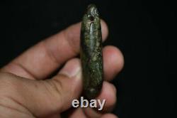 Beautiful Authentic Ancient Bactrian Green Jasper Stone Bead Rare Shaped