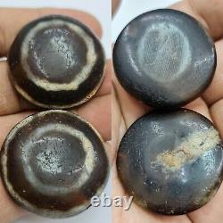 Beautiful old rare luqmee goat eyes Agate stone 2 holy beads # 164