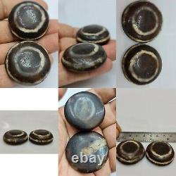 Beautiful old rare luqmee goat eyes Agate stone 2 holy beads # 164