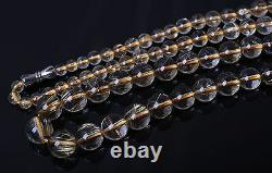 Beauty Natural Rare Gold Rutilated Quartz Crystal Beads Necklace 4-9.5mm