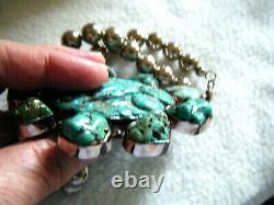 Big Huge! Rare Francisco Gomez Sterling Turquoise Bird Pin Pendant Bead Necklace