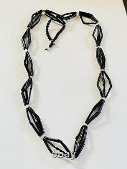 Black Coral Necklace VTG Estate Genuine Natural beaded Statement Long beads rare