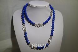 Blue Lapis lazuli Beads 14k Gold Clasp Beards Necklace 150.9 grams 39 10MM RARE