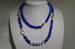 Blue Lapis lazuli Beads 14k Gold Clasp Beards Necklace 150.9 grams 39 10MM RARE